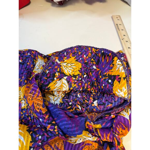 Vintage 80s Mystic Dress M – Bold Floral Pleated Midi w/ Shoulder Pads Belted - Picture 7 of 9